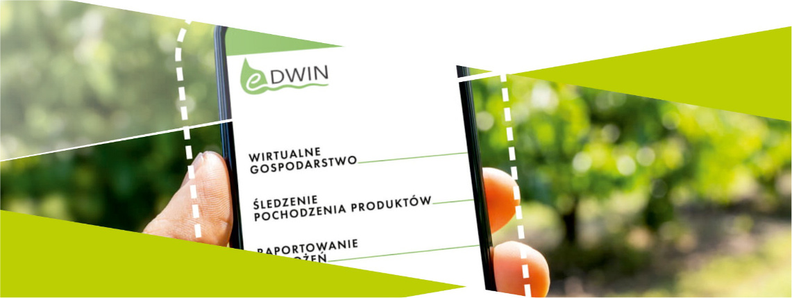 Grafika ukazująca fragment plakatu promującego konferencję online. Widać na niej dłoń trzymającą telefon. Na ekranie widoczne jest logo WODR oraz wymienione są trzy elektroniczne usługi w ramach eDWIN.