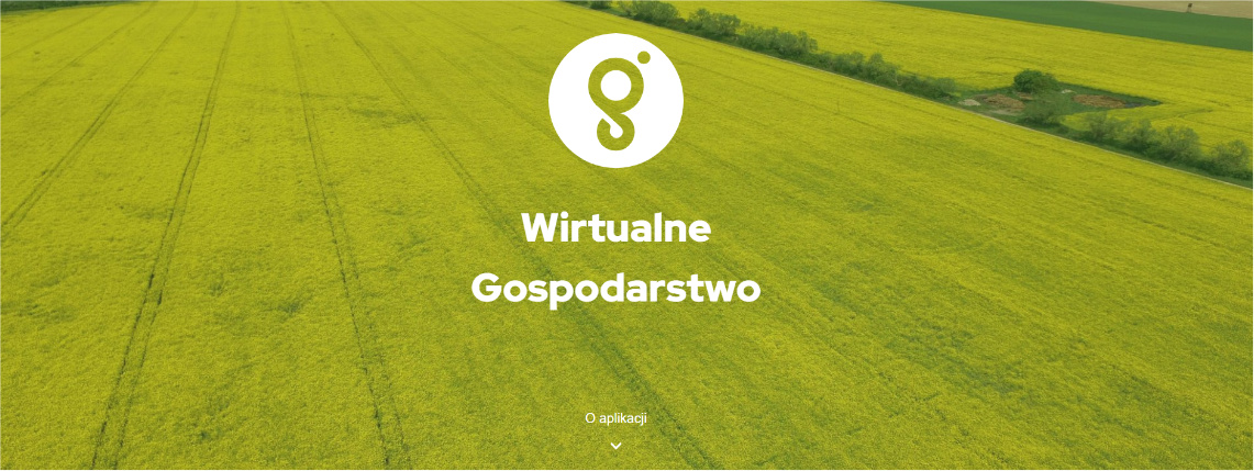 Na zielonym tle widoczny jest napis "Wirtualne gospodarstwo" oraz logo.